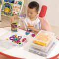 Children's puzzle toy storage box transparent plastic household classification small particle Lego building blocks tangram organizing box.