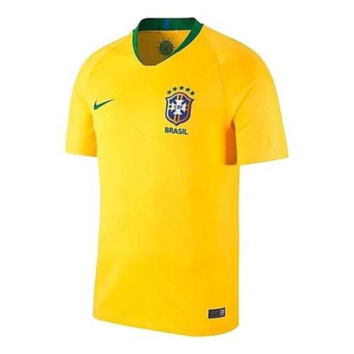 Polyester Short Sleeve Brazil Home Jersey – Yellow – 180 GSM