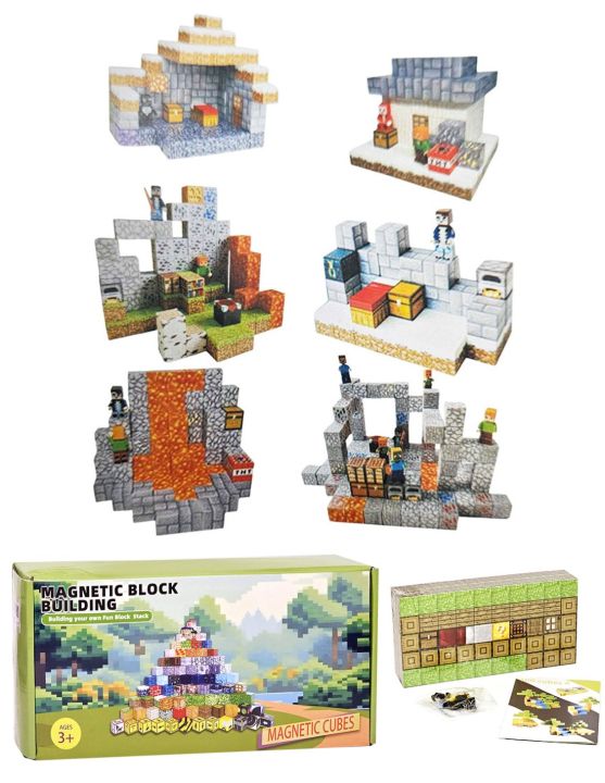 🧲🧱 Premium Minecraft 100 Pcs Magnetic Building Blocks for Kids 🎮 DIY ...