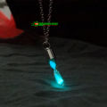 Hourglass Luminous Necklace Glass with Chain Glow in the Dark Sand Hourglass Pendant Jewelry Jewellery (Blue). 