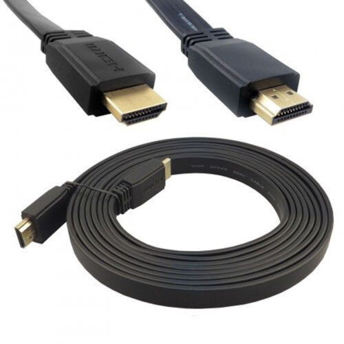 5 meter 4k Supported High Speed dbl HDMI Cable 5m Flat - Black - Hdmi Cable