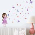 Cute Cartoon Butterfly Girl Wall Sticker Baby Room Kid Bedroom Kindergarten Background Wall Decor Stickers Birthday Party Photo.