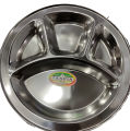 Divided Plate/Stainless Steel Plate/Divided Plate 4 Section - (24Cm Round) - Serve Meals Neatly With Stainless Steel Divided Plate. 