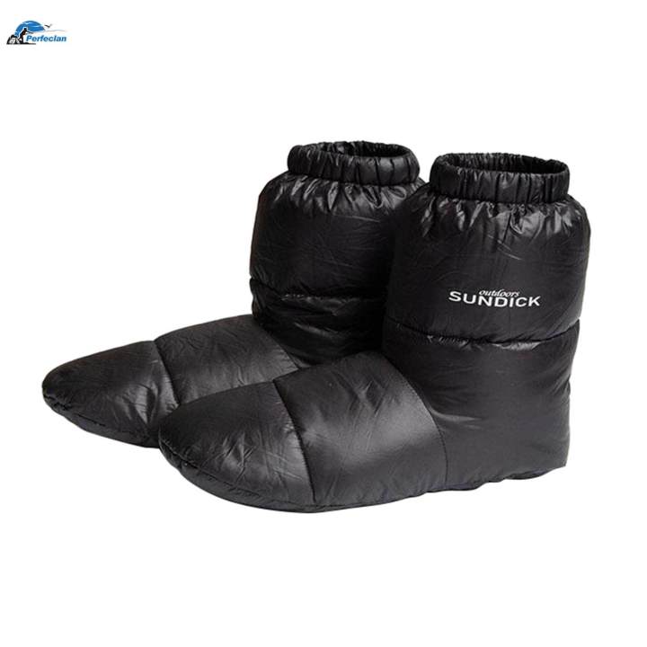 White Duck Down Booties Waterproof Warm Socks Slippers Anti-slip Ultralight Boots Black 28cm