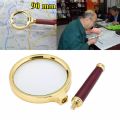 90mm magnifier wooden handle Reading Magnifying Glass Lens Handheld Magnifier. 