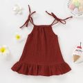 Summer Toddler Baby Girl Sleeveless Ruffles Dress Sarafan Kids Cotton Linen Muslin Slip Dresses Clothing. 