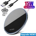 15W Wireless Charger Pad for iPhone 14 13 12 11 Pro Max X Samsung S22 S21 OPPO Xiaomi Redmi Phone Fast Wireles Charging Mat LED. 