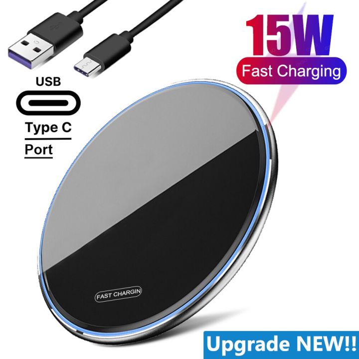15W Wireless Charger Pad for iPhone 14 13 12 11 Pro Max X Samsung S22 S21 OPPO Xiaomi Redmi Phone Fast Wireles Charging Mat LED