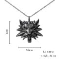 Cross-border European and American game The Witcher 3 peripherals witcher wolf head pendant stainless steel necklace retro men's accessories wholesale. 