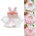 【VA VA VOOM】（NEW）Baby Girls Winter Cloak Coats Cute Rabbit Ear Hooded Plush Shawl Jacket. 