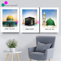 Elegant Islamic Wall Decor Set, Waterproof PVC Board, 3-Piece Home Interior Wall Art with Waterdrop Pattern. 