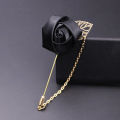 Rose Flower Golden Leaf Fashion Brooch Pin for Men Women. 