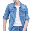 Light blue color denim jacket for men. 