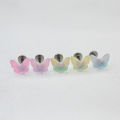 SMTNEK resin titanium steel outer teeth translucent rainbow color butterfly lip stud earrings stainless steel piercing jewelry.