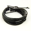 【3C VictoryEagle】Men's Braided Rope Leather Bracelets- Surfer Wrap Multilayer Cuff Elasticity Bracelet-. 