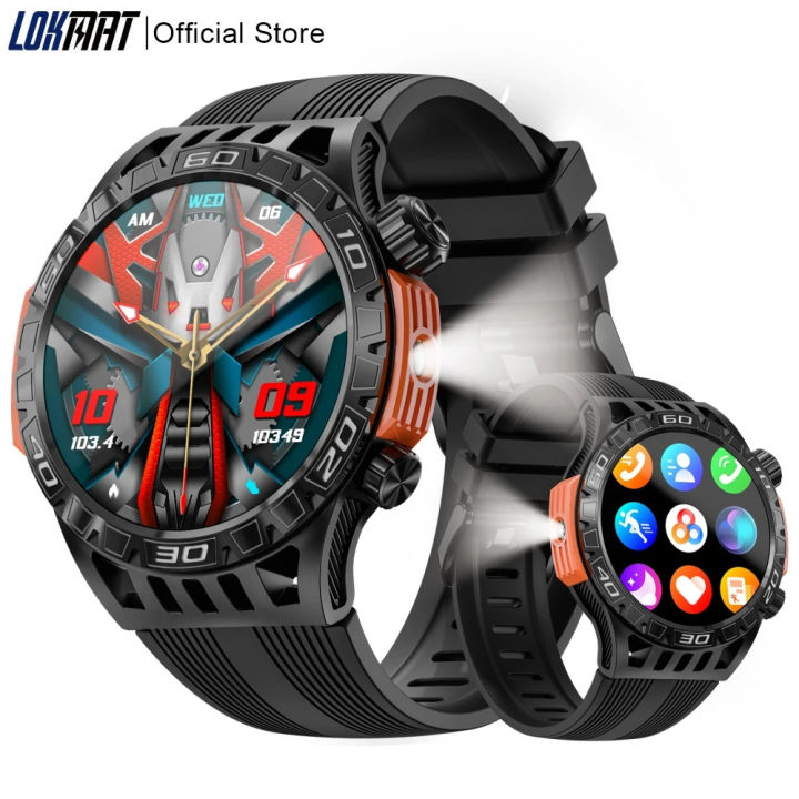 LOKMAT ZEUS 6 PRO smartwatch Bluetooth call flashlight waterproof smartwatch 1.46 "screen compass sports and fitness tracker
