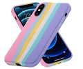 for Apple iPhone XR Liquid Silicone Case, Rainbow Holographic Pattern Soft Rubber Gel Full-Body Shockproof Protective Cover (for Apple iPhone XR. 