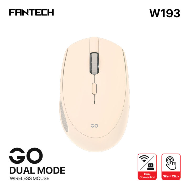 FANTECH GO W193 DUAL MODE WIRELESS BLUETOOTH Mouse With 2.4 GHz Wireless Connection Adjustable DPI 1600 Ergonomic Design For Gaming Gammer Office Home AA Battery Included