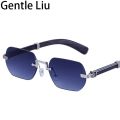 Small Rectangle Rimless Sunglasses Men 2023 New Fashion Square Frameless Sun Glasses for Male Shades Lunettes De Soleil Homme. 