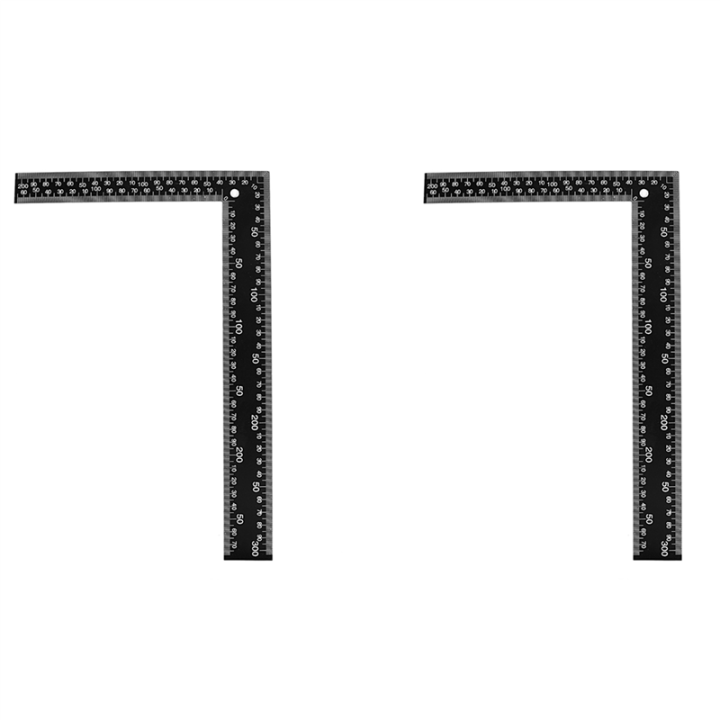 2X Teacher 0-30cm 0-20cm Measuring Range L Shaped Design Square Ruler Black