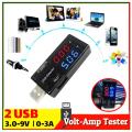 Dual USB Power Current Voltage Meter Tester Portable Mini Current and Voltmeter Detector. 