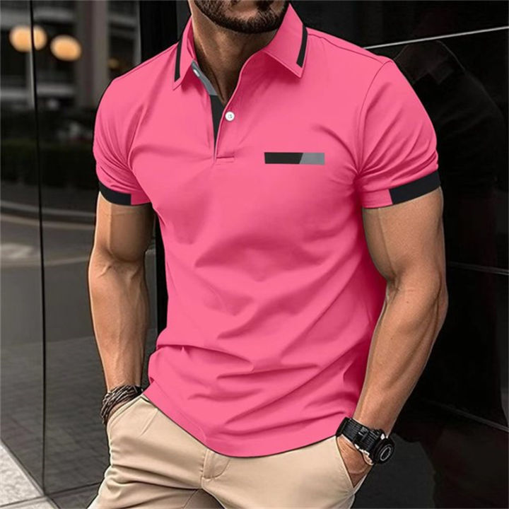 Fashion%20Solid%20Color%20Polo%20Shirt%20For%20Men%20Summer%20Lapel%20Short%20Sleeve%20Blouse%20Casual%20Simplicity%20Style%20Golf%20Wear%20Loose%20T-Shirt%20-%20Image%206