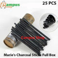 Maries Charcoal Sticks Full Box 25pcs Artist Charcoal Pencils Sketch Drawing.