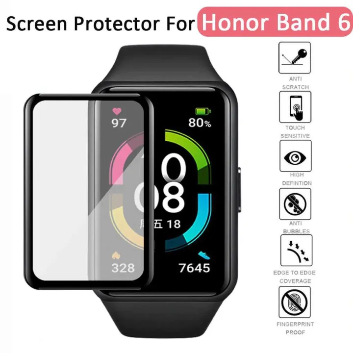Soft Fiber Glass Protective Film Cover For Honor Band 6 / Huawei Band 6 Smart Watch For Xiaomi Full Screen Protector Case Accessories