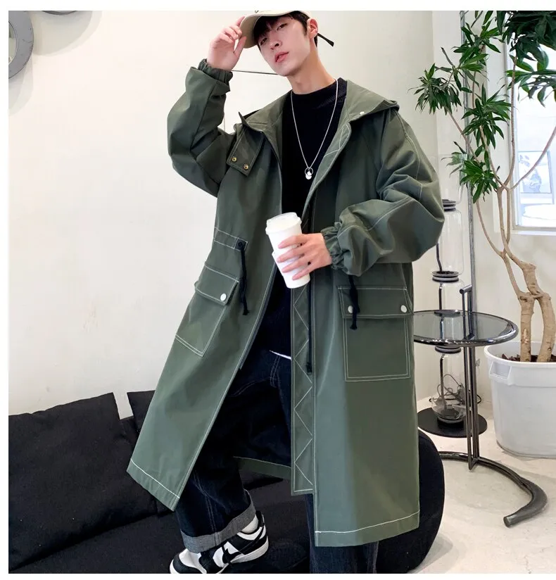 Trench Coat Mens New Fashion Overcoat Men Casual Slim Fit