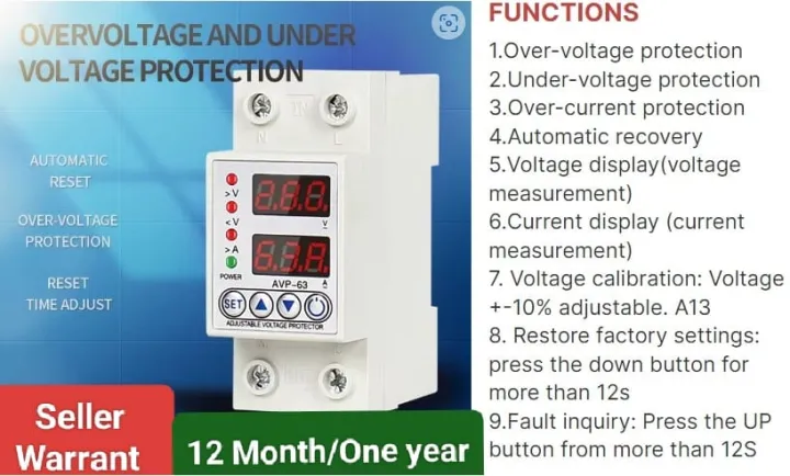 63A%20230V%20adjustable%20over%20voltage%20Under%20voltage%20reclosing%20protector%20relay%20limit%20over%20current%20protection%20dual%20digital%20display%20-%20Image%204