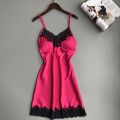 Ladies Silk Satin Night Dress Sleeveless Nighties V-neck Nightgown Nightdress Lace Sleepwear Nightwear For Women Intimates. 