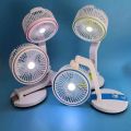 Folding Rechargeable Table Fan with LED Light Desktop Portable Mini Fan. 
