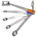 Stainless Steel Measuring Spoons 5pcs Measuring Spoon Set Mini Colorful Silicone Stainless Steel Long Handle Food Grade Precise Measurement Scoop Kitchen Gadgets Long Handle Measuring Spoons. 