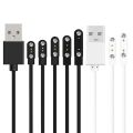 2 Pin Strong Magnetic Charge Cable USB Charging Line Cord Rope Black White Color Compatible with Smart Watches Universal. 