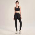 Women 2-in-1 Sports Pants Wide Elastic Waistband Pocket Ankle Length Yoga Leggings Running Sports Trousers. 