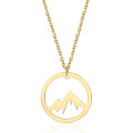 Dainty Non Tarnish 18K Gold Silver Plated Stainless Steel Women Circle Peak Mountain Range Pendant Necklace Jewelry. 
