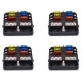 NXFDSIOZ 4X 6-Way Waterproof Fuse Block,with LED Indicator 12 Circuits with Negative Marine Fuse Box for Dc 12/24V Car RV Truck. 