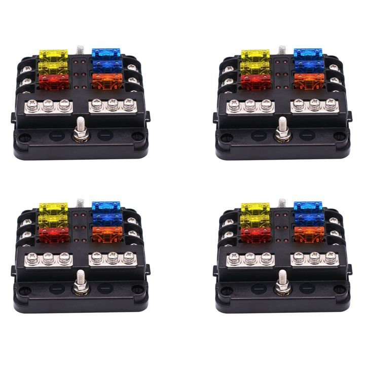 NXFDSIOZ%204X%206-Way%20Waterproof%20Fuse%20Block,with%20LED%20Indicator%2012%20Circuits%20with%20Negative%20Marine%20Fuse%20Box%20for%20Dc%2012/24V%20Car%20RV%20Truck%20-%20Image%202