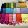 Korean ins labeling solid color mohair scarf, women's new candy color macaron color, autumn and winter thickened and widened drape. 