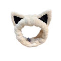 Cute cat ears tie hair band women's face mask headband simple and versatile headpiece plush headband 2023 bandana. 