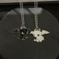 1/2Pcs Fashion Cartoon Angel Wings Design Necklace Cute Couple Animal Charm Pendant Best Friends Gift Clavicle Chocker Necklace. 