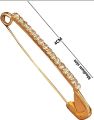 Golden Color Stone Hijab pin Brooch Safety pin Saree pin one Side of Safety pin - 6 Pieces. 