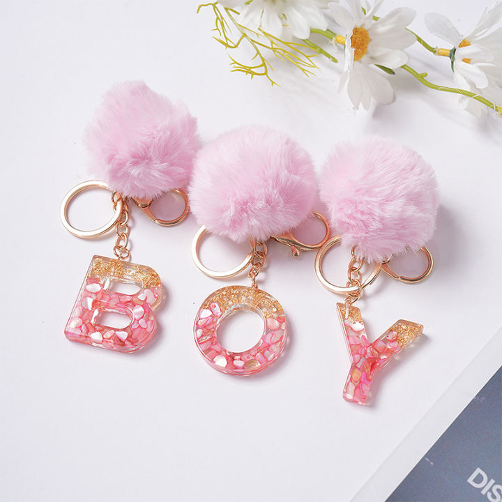 Cute%20Keyring%20Pink%20Pompom%20Fur%20Ball%2026%20Letter%20Keychain%20Resin%20Key%20Chains%20Handbag%20Charms%20For%20Woman%20Ornaments%20Accessories%20Gift%20ANLAN%20-%20Image%203