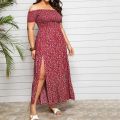 Plus Size Maxi Dress Elastic Chest Wrapped Fine Sewing Long Dress Bohemia Style Off Shoulder Long Dress.