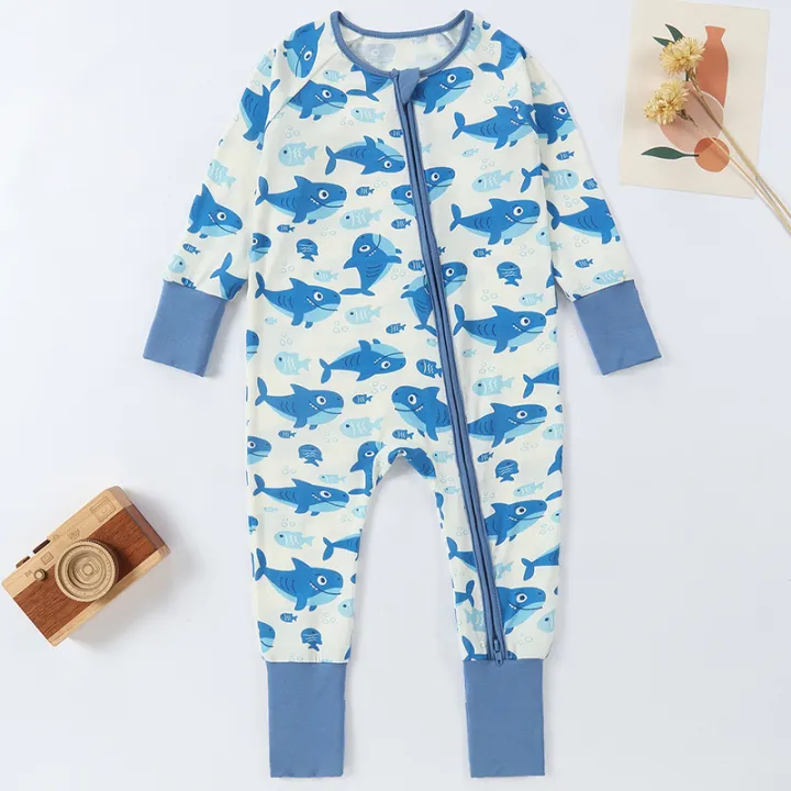 MICHLEY%20Christmas%20Bamboo%20Baby%20Romper%20Cartoon%20Shark%20Car%20Newborn%20Clothes%20Footies%20Overalls%20Bodysuit%20Pajamas%20For%20Boys%20Girls%200-24M%20-%20Image%206
