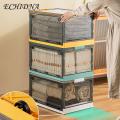 Stackable Storage Bin Foldable Stackable Plastic Storage Box with Lid for Home Organization Closet Organization Bin.
