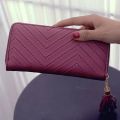 【DM bag factory Store】Women Long Leather Price Tassel Purse Card Holder Feminina PA883415 Ladies wallet.