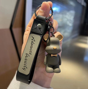 Keyring Bow Tie Bear silicone Rubber Metal