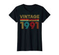 100% Cotton Women Lady Girl 32 Years Old Vintage 1991 Limited Edition 32th Birthday T-Shirt. 