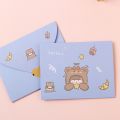Blessing Thank Envelope Paper Postcard Bear Rabbit Cartoon Decoration Letter Paper Foldable 9 Styles Cartoon Greeting Card Valentine's Day Gifts. 